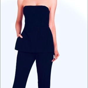 NEW Nasty Gal Strapless Bandeau Peplum Wide-leg Jumpsuit, Size Small
